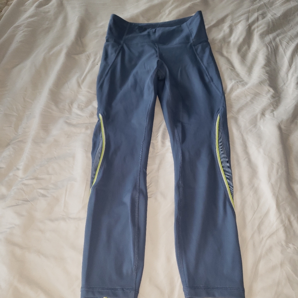 Member Mark Work It Out Leggings light blue with green trim